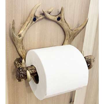 Rustic Deer Antler Wall Mounted Toilet Paper Holder - Bathroom Decor