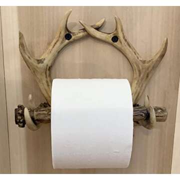 Rustic Deer Antler Wall Mounted Toilet Paper Holder - Bathroom Decor