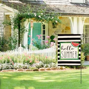 Hello Summer Watermelon Garden Flag Double Sided Decoration