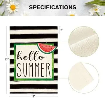 Hello Summer Watermelon Garden Flag Double Sided Decoration