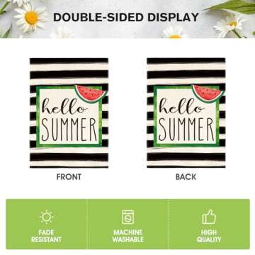Hello Summer Watermelon Garden Flag Double Sided Decoration