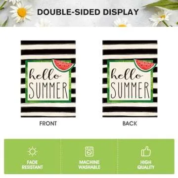 Hello Summer Watermelon Garden Flag Double Sided Decoration