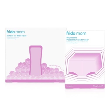 Frida Mom 2-in-1 Postpartum Absorbent Perineal Ice Maxi Pads + Disposable Underwear (Regular Boyshor...
