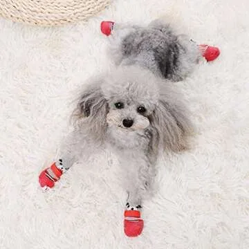 Dog Cat Boots Shoes Socks with Adjustable Waterproof Breathable and Anti-Slip Sole All Weather Protect Paws(Only for Tiny Dog) (M, Red)