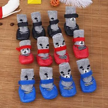 Dog Cat Boots Shoes Socks with Adjustable Waterproof Breathable and Anti-Slip Sole All Weather Protect Paws(Only for Tiny Dog) (M, Red)