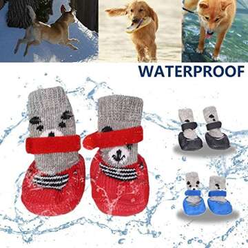 Dog Cat Boots Shoes Socks with Adjustable Waterproof Breathable and Anti-Slip Sole All Weather Protect Paws(Only for Tiny Dog) (M, Red)