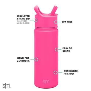 Simple Modern Kids Water Bottle with Straw Lid Vacuum Insulated Stainless Steel Metal Thermos Bottle...