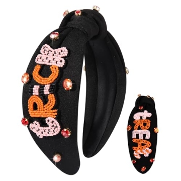 ARATLENCH Halloween Headband Beaded Knotted Headband Halloween Accessories Pumpkin Bat Candy Hallowe...