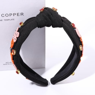 ARATLENCH Halloween Headband Beaded Knotted Headband Halloween Accessories Pumpkin Bat Candy Halloween Costume Party Gift