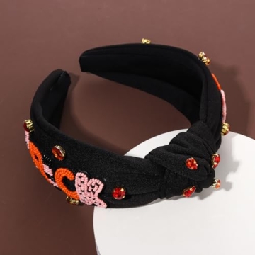 ARATLENCH Halloween Headband Beaded Knotted Headband Halloween Accessories Pumpkin Bat Candy Halloween Costume Party Gift