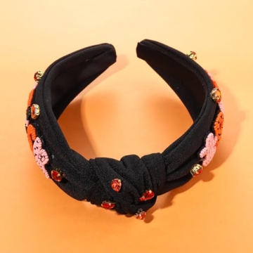 ARATLENCH Halloween Headband Beaded Knotted Headband Halloween Accessories Pumpkin Bat Candy Halloween Costume Party Gift