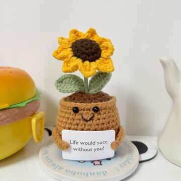 VoxifyMe Lovely Hand Knit Sunflowers, Crochet Flowers Artificial Sunflower Gifts for Women and Home ...