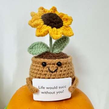 VoxifyMe Lovely Hand Knit Sunflowers, Crochet Flowers Artificial Sunflower Gifts for Women and Home Office Desk Decor