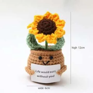 VoxifyMe Lovely Hand Knit Sunflowers, Crochet Flowers Artificial Sunflower Gifts for Women and Home Office Desk Decor