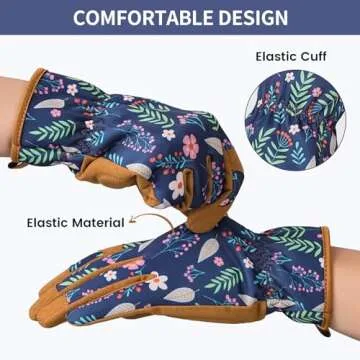 Pleneal Gardening Gloves for Women - Leather Garden Gloves Thorn Proof, Outdoor Protective Working Gloves