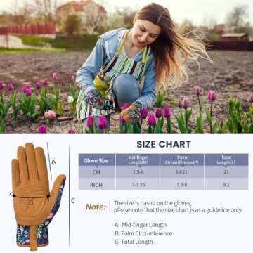 Pleneal Gardening Gloves for Women - Leather Garden Gloves Thorn Proof, Outdoor Protective Working Gloves