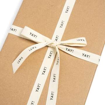 Sisterly Market Cotton Herringbone Custom Ribbon Natural 5/8-''x10 Yards (5/8'', Yay|)