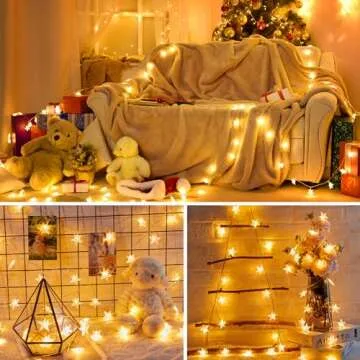 Minetom Star String Lights - 17 ft Warm White LED Decor