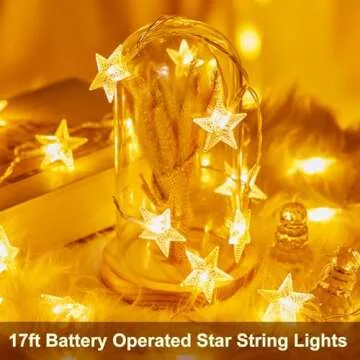 Minetom Star String Lights - 17 ft Warm White LED Decor