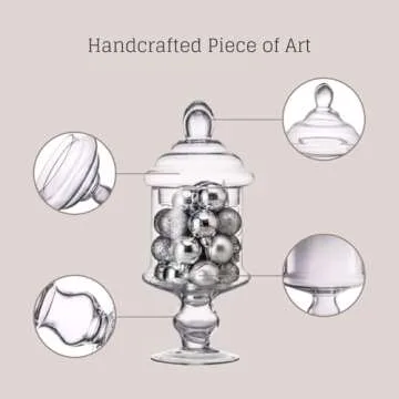 Diamond Star Clear Glass Apothecary Jar Decorative Candy Buffet Jars Elegant Glass Storage Containers (Height: 12" Body: 6")