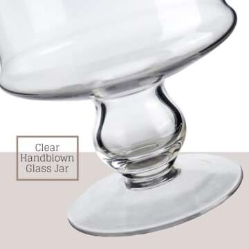 Diamond Star Clear Glass Apothecary Jar Decorative Candy Buffet Jars Elegant Glass Storage Containers (Height: 12" Body: 6")