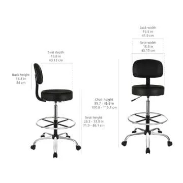 Comfortable AmazonBasics Adjustable Drafting Spa Stool with Wheels and Foot Rest