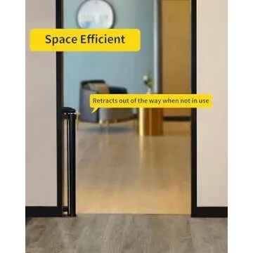 dearlomum Retractable Baby Gate,Mesh Baby Gate or Mesh Dog Gate,33" Tall,Extends up to 55" Wide,Child Safety Gate for Doorways, Stairs, Hallways, Indoor/Outdoor（Black,33"x55"