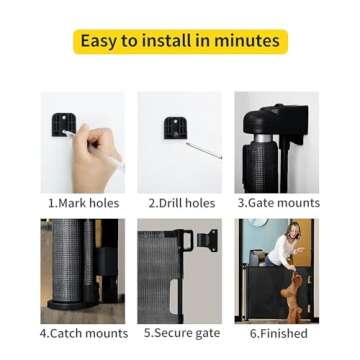 dearlomum Retractable Baby Gate,Mesh Baby Gate or Mesh Dog Gate,33" Tall,Extends up to 55" Wide,Child Safety Gate for Doorways, Stairs, Hallways, Indoor/Outdoor（Black,33"x55"