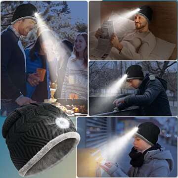 HIGHEVER LED Beanie Hat with Light for Winter Adventures