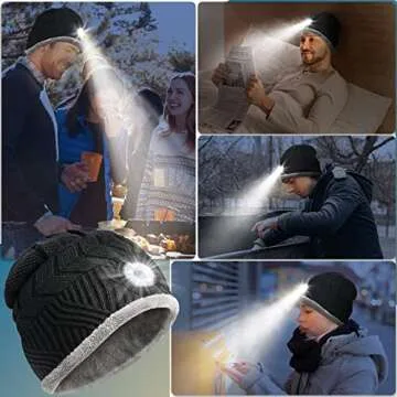 HIGHEVER LED Beanie Hat with Light for Winter Adventures