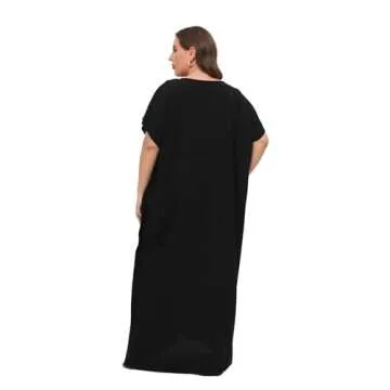 PlusSize Caftan Traditional Dress Abaya for Women's Kaftan H16-04-QQ (Black,one Size)