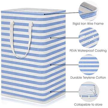 WISELIFE Laundry Hamper 75L Collapsible Large Laundry Baskets with Easy Carry Handles Freestanding Waterproof Clothes Hamper Storage Basket for Toys Clothes Organizer
