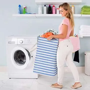 WISELIFE Laundry Hamper 75L Collapsible Large Laundry Baskets with Easy Carry Handles Freestanding Waterproof Clothes Hamper Storage Basket for Toys Clothes Organizer