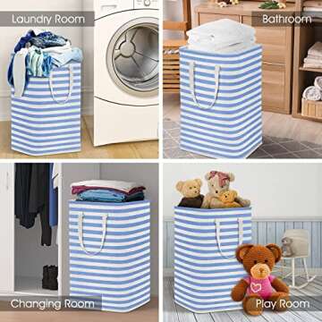 WISELIFE Laundry Hamper 75L Collapsible Large Laundry Baskets with Easy Carry Handles Freestanding Waterproof Clothes Hamper Storage Basket for Toys Clothes Organizer