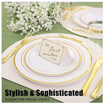 WDF Gold Plastic Silverware Set 180 Pieces Elegant Disposable