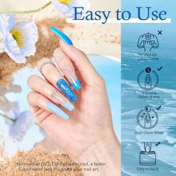 AZUREBEAUTY 42Pcs Dip Powder Nail Kit Starter - Going Summer, 32 Colors Blue Lilac Purple Pink Green Acrylic Nail Dipping Powder Set with Top/Base Coat Activator &Tray for French Art Manicure DIY Home