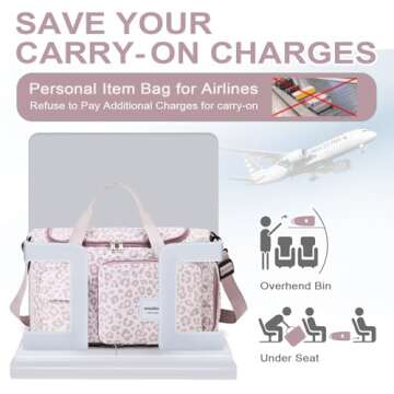 WOOMADA Foldable Travel Duffel Bag with Shoes Compartment, Overnight Bag with Wet Pocket & Trolley Sleeve, Weekender Bags for Women(A-pink leopard)