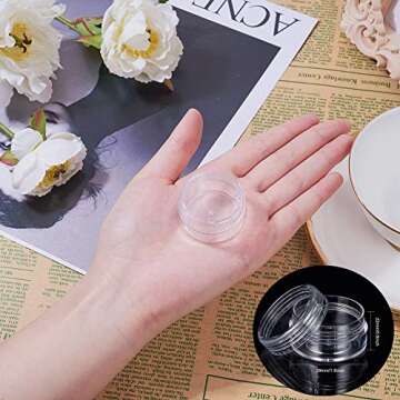 BENECREAT 30 Pack 15ml Round Clear Plastic Bead Jars with Screw Caps for Beads, Nail Art, Glitter, Make Up, Cosmetics and Travel Cream