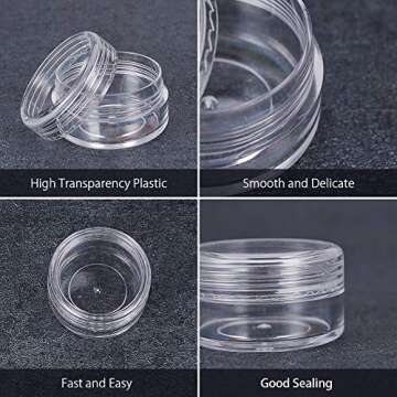 BENECREAT 30 Pack 15ml Round Clear Plastic Bead Jars with Screw Caps for Beads, Nail Art, Glitter, Make Up, Cosmetics and Travel Cream