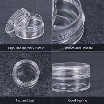 BENECREAT 30 Pack 15ml Round Clear Plastic Bead Jars with Screw Caps for Beads, Nail Art, Glitter, Make Up, Cosmetics and Travel Cream