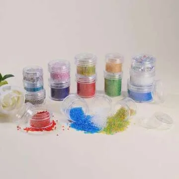 BENECREAT 30 Pack 15ml Round Clear Plastic Bead Jars with Screw Caps for Beads, Nail Art, Glitter, Make Up, Cosmetics and Travel Cream