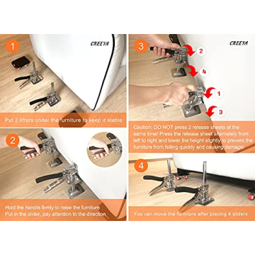 Heavy Duty Furniture Jack Lifter Kit with Sliders