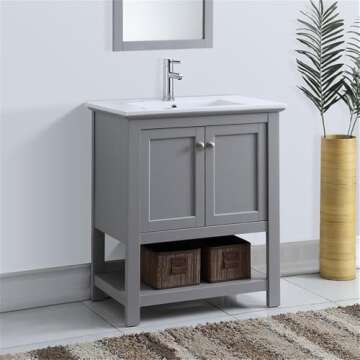 Fresca Manchester 30 Inch Gray Bathroom Vanity Set with Stone Countertop & Sink