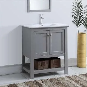 Fresca Manchester 30 Inch Gray Bathroom Vanity Set with Stone Countertop & Sink