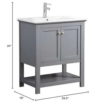 Fresca Manchester 30" Gray Bathroom Vanity Set with Sink
