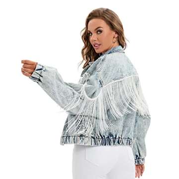 Justalwart Women's Oversized Vintage Denim Jacket Long Sleeve Boyfriend Coat