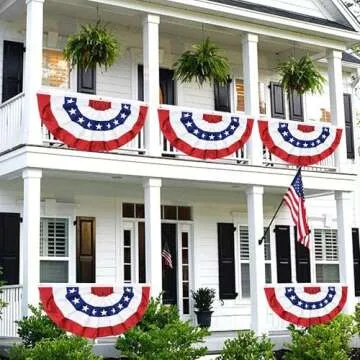 3 Pack USA Pleated Fan Flag for Patriotic Decor