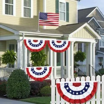 3 Pack USA Pleated Fan Flag for Patriotic Decor