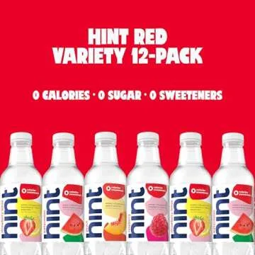 Hint Water Red Variety Pack, Zero Calories & Sugar, 12 Bottles