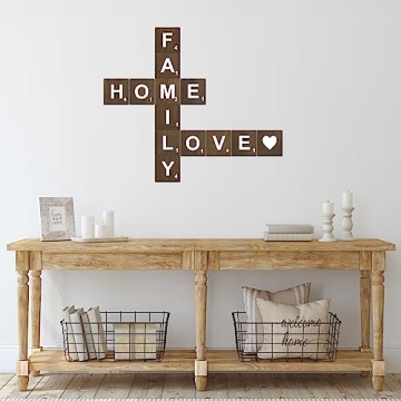 TenXVI Designs Large Rustic Crossword Tiles for Creative Home Decor - Charming Wall Art for Every Ro...